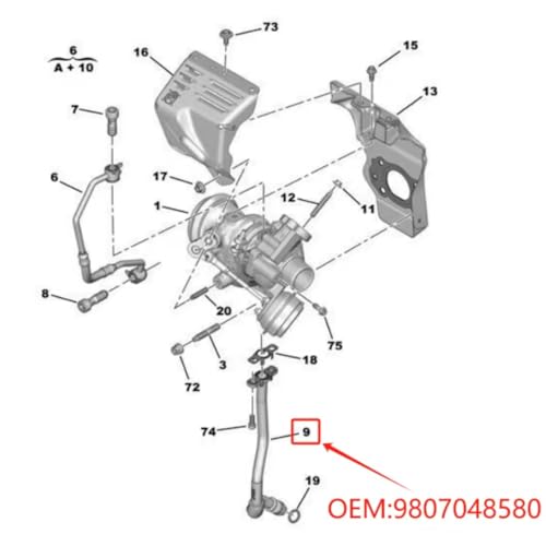 Tubo de retorno de aceite para turbo Citroën C4 Picasso 1.2T 9801832380 4