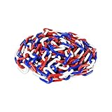 FlexiLink Plastic Chain. Eye-Catching Colors. 2” Link Dia, 25 Ft Length for Safety barriers, Crowd Management, Event Safety, Decoration, Queue Lines. UV Resistant, Waterproof, Red White Blue, 25 Feet