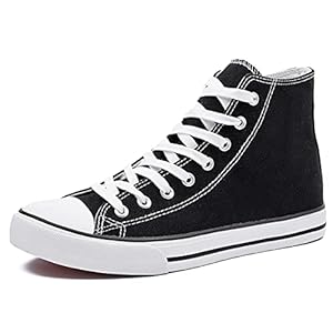 ZGR Men’s High Top Canvas Sneakers Lace Up Classic Casual Walking Shoes (Black, US11)