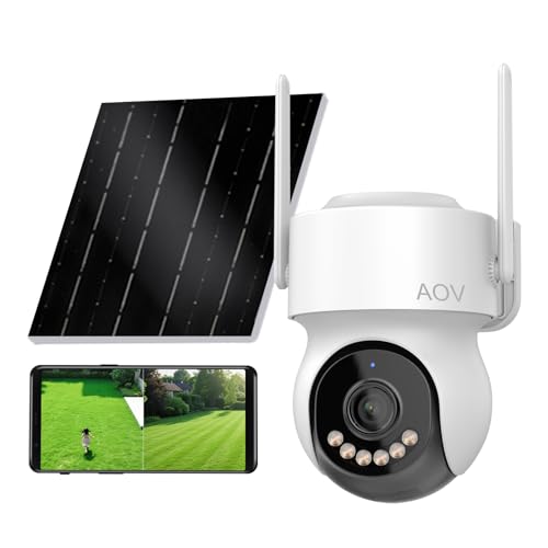 AOV 4MP Solar WiFi Security Camera Outdoor with 24/7 Recording, 10x Zoom, Auto Tracking, 355° PTZ Rotation, Solar Panel & Rechargeable Battery, 3 Night Vision Modes, WiFi 6, 2-Way Talk for Home by INSEETECH - Used condition - US$49.91