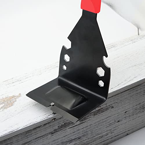 Manufore Trim Puller Pry Bar With Silicone Handle And 1050 Steel Multi-Tool Heavy Duty Tile Removal Tool For Removing Wood Floor, Baseboard, Door Casings, Tiles, Nail Pulling Red #TOP4