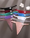 FINETOO 10 Pack G-String Thongs for Women Cotton Panties Stretch T-back Tangas Low Rise Hipster Underwear Sexy S-XL (10 pack thongs, Small)