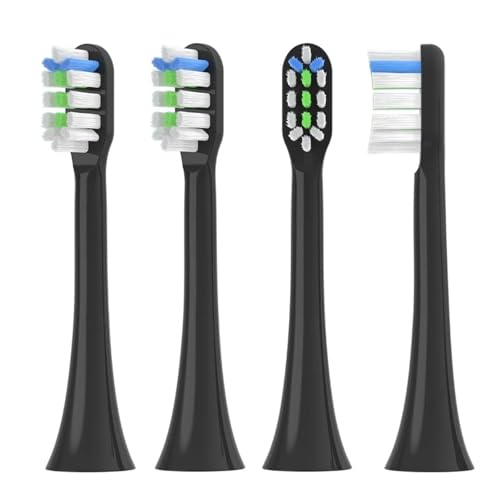 Paquete de 4 cabezales de repuesto for cepillos de dientes eléctricos SOOCAS V1/X1/X3/X5/X3U/X3PRO/v1/v2 con boquillas de cerdas suaves.(Black)
