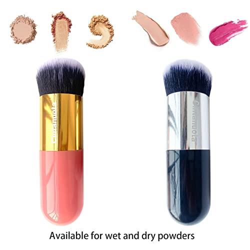 Cintanuota, Adorable Chubby Foundation Brush, 2-Piece Foundation Brush Set, Multiple Color Options, Portable Travel Makeup Brush For Blending Cream, Liquid Or Flawless Powder Makeup (Pink + Black) #TOP2