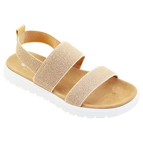 Vonair Girls Gold Sandals Open Toe Elastic Back Strap Comfortable Summer Sandals with Soft Rubber Sole Little Kid Size 13 Cover