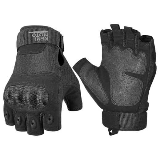 kemimoto Fingerless Tactical Gloves for Men, Motorcycle Gloves for Outdoor Work Sports, Fingerless Cycling Gloves for Training Shooting Hunting Hiking Camping