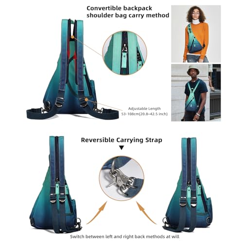 Image of KL928 Canvas Sling Bag - Small Crossbody Backpack Shoulder Casual Daypack Rucksack for Men Women