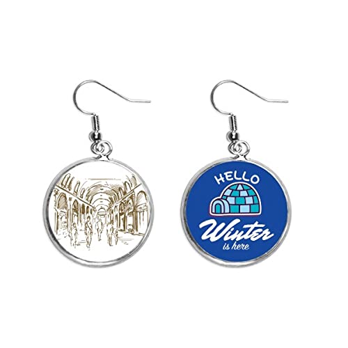 Pendientes de paisaje de ciudad histórica el regalo ideal de joyería para invierno