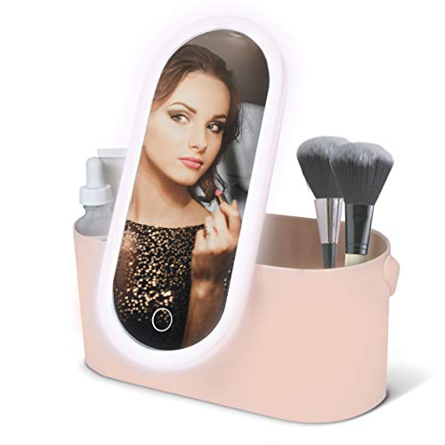 Peach Beauty Trousse de maquillage de luxe avec miroir LED Rose Cover