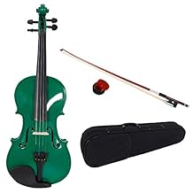 4/4 Acoustic Violin Set,Beginner Violin Vintage Solid Wood Violin Starter Kit with Carrying Case,Bow and Rosin Green