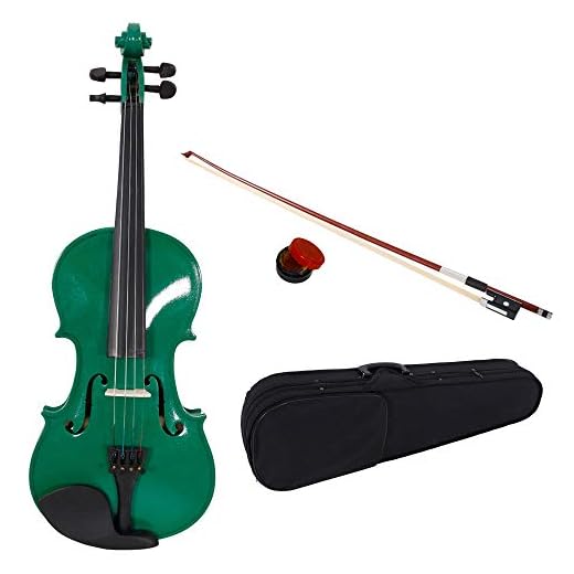 4/4 Acoustic Violin Set,Beginner Violin Vintage Solid Wood Violin Starter Kit with Carrying Case,Bow and Rosin (Green)