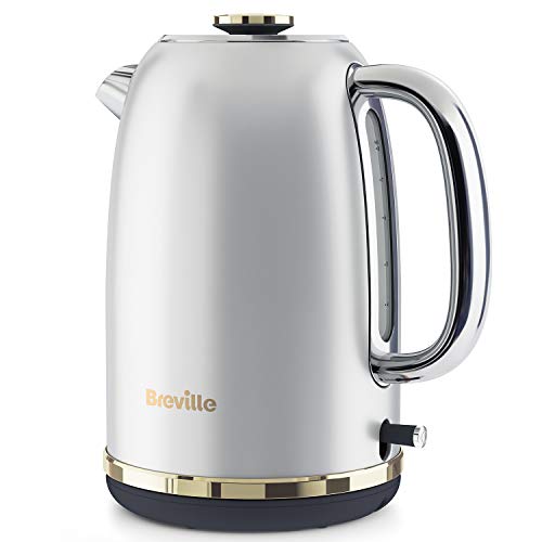 Breville VKT147X - Hervidor eléctrico, 1.7 l (8 tazas), ebullición rápida de 2.4 kW, colección Mostra, color plateado Moonshine Silver con detalles dorados