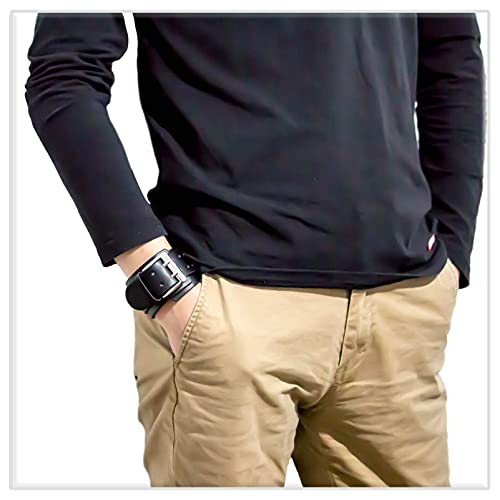 Xusamss Hip Hop Alloy Buckle Cuffs Adjustable Bangle Leather Wristband Bracelet,7"-8" #TOP5