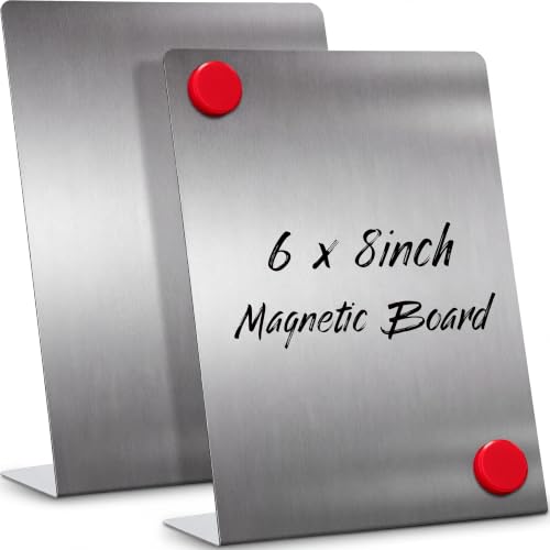 Fainne 2 Pcs Magnetic Stand Bulletin Board Metal, Silver, 6 x 8 Inches