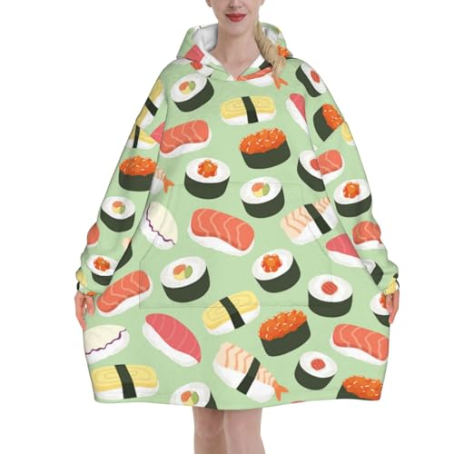 Sweat à capuche plaid sushi vert contre le froid hivernal à la maison