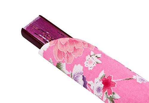 Méfan Chinês/Japonês Feminino Feita à Mão Seda Dobrável, rosa