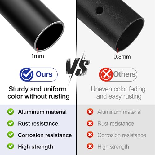 BLIKA 50 Pack Aluminum Deck Balusters, 26\" X3/4\" Round Aluminum Balusters, Metal Deck Spindles Round Black Deck Balusters for Deck Railing Porch, Deck Railing Balusters Black Staircase Baluster