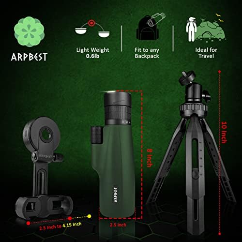 ARPBEST 30X55 Monocular Telescope High Power with Smartphone Holder & Tripod - FMC Lens & BAK4 Prism - High Definition Monocular for Adults with Zoom Focus for Wildlife Bird Watching Travel Camping