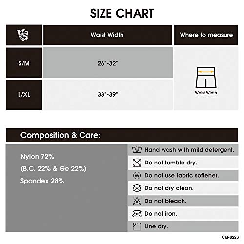 Vital Salveo- Germanium Women Recovery Compression Seamless High Waist Tummy Fitness For Running Yoga Biking Short-S/M Black #TOP5
