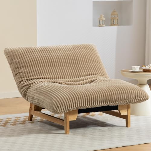 KEIKI Large Bean Bag Chair, Adults Kids Comfy Corduroy Small Couch with Wood Frame, Big Accent Beanbag Lounge Chairs Indoor, Lazy Cozy Floor Sofa Couches for Living Room Reading, Easy Assembly, Khaki - Image 6
