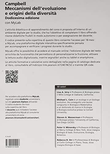 Campbell. Meccanismi Dell'evoluzione E Origini Della Diversità. Ediz. Mylab. Con Espansione Online - 2