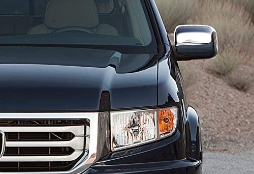 EPARTS Chrome Polished ABS Side View Mirror Overlay Full Cover Trim Caps Pair Compatible with 2006-2014 Honda Ridgeline Pickup 4 Door