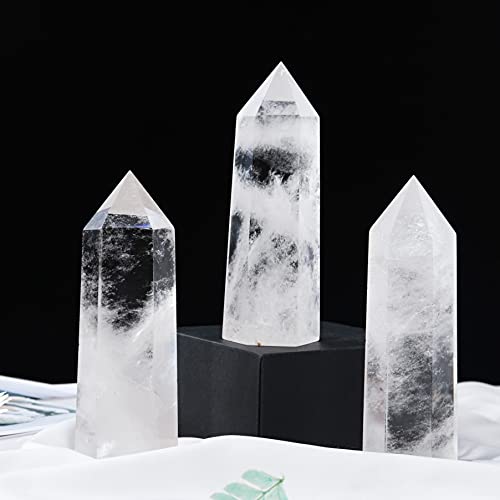 Runyangshi Large Clear Quartz Healing Crystal Wand 4.72"-5.11" Crystal Tower 6 Faceted Single Point Crystal Prism Wand Natural Quartz Stones For Meditation Reiki Chakra Therapy Home Decor Gift #TOP6