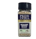 Pride of India – Sesame Seed Whole – Unhulled & Fresh – Keto-Friendly/Gluten-Free – Rich in Dietary Fiber - Ideal Seasoning for Salads/Sweets/Desserts – Easy to Use – 2.5 oz. Small Dual Sifter Bottle