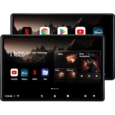 14 inch 4K Android.13 Car TV Headrest Monitor for Cars Back seat Rear Entertainment System, Support Phone Wireless Mirror Link Touch Screen,with WiFi/Bluetooth/HDMI/USB/Video Player (4G+64G(2*PCs)) Cover