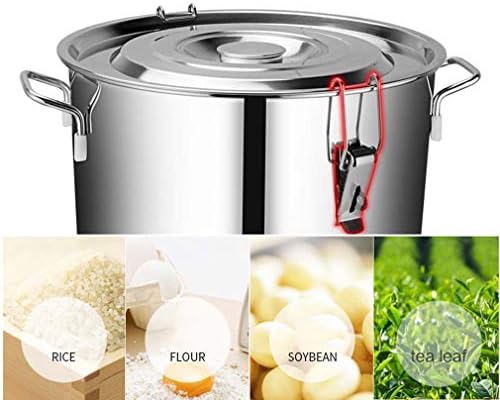 Airtight Rice Barrel 15KG 25KG Stainless Steel Seal Food Storage Container with Handle (Size : 35 * 35 * 36.5cm)