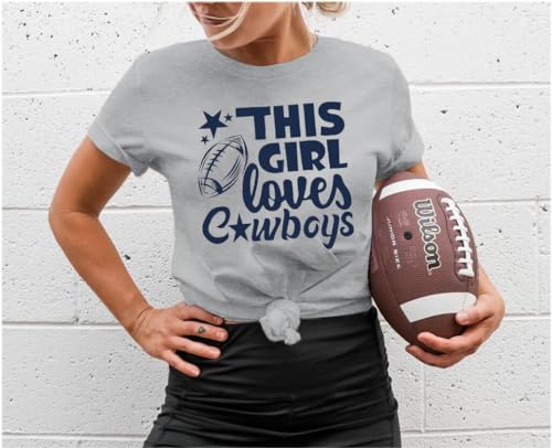 Vintage Football Shirt Women Game Day Tshirt Sunday Funday Shirt This Girl Loves Cowboy Print Top Casual Football Shirts3