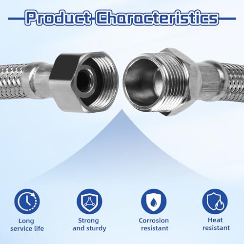 3 Stück Flexschlauch 3/8, 304 Edelstahl Panzerschlauch, 30cm, 20cm, 10cm Flexibler Anschlussschlauch Armatur, Wasseranschluss Verlängerung für Wasserhahn Eckventil Wassererhitzer