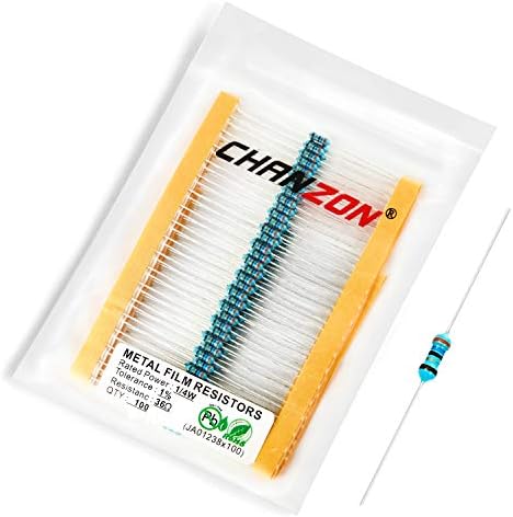 Chanzon 100pcs 1/4W (0.25W) 1 Ω ohm Metal Film Fixed Resistor 0.01 ±1% Tolerance 1R MF Through Hole Resistors Current Limiting Rohs Certificated