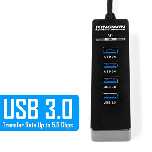 Kingwin 4-Port Usb 3.0 Hub W/Led For Macbook, Mac Pro/Mini, Imac, Chromebook, Surface Pro, Usb Flash Drives, Mobile Ssd, Notebook Pc, Xps, And More, Black (Kw-Hub-4U3) #TOP7