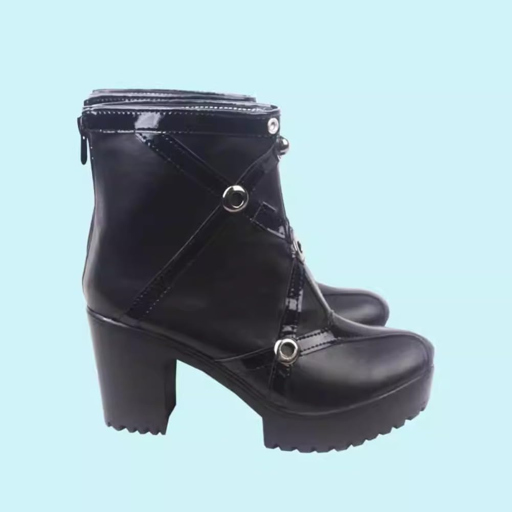 Rapi Cosplay Shoes Black High Heel Shoe Pu Leather Halloween Women Men Custom Made Game