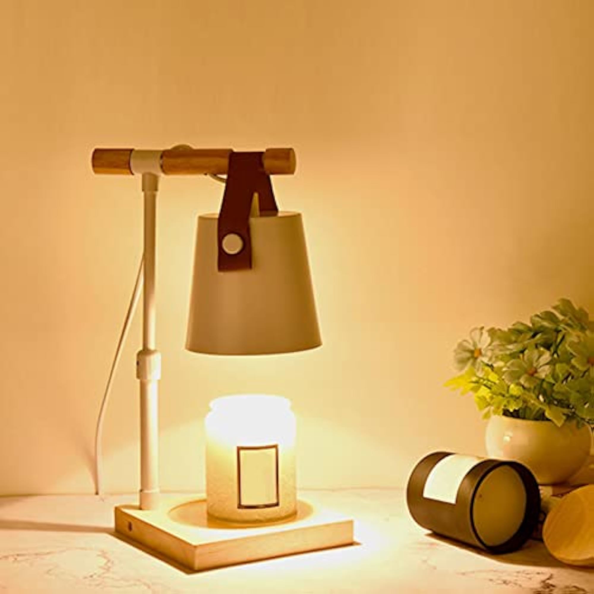 Electric Candle Warmer Wax Burner Melter Table Light Centerpiece, White