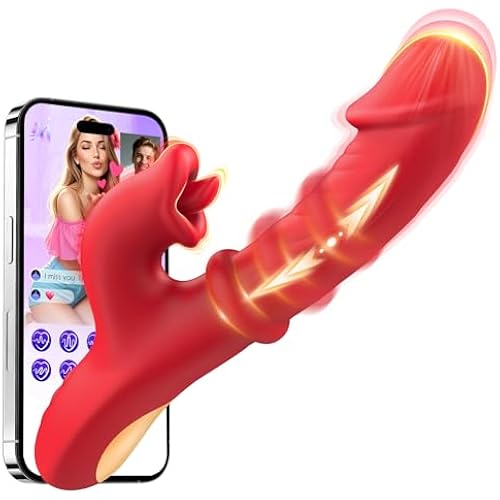 Toendi Thrusting Vibrator for Women, G Spot Dildo & Rabbit Sex Toy Rose Toy