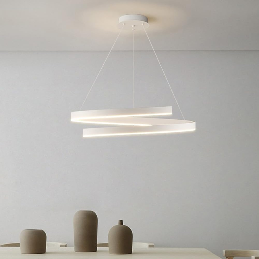 Mengjay Lampadario LED a Spirale Moderno, 3 Temperature di Colore,LED Lampadari Sospensione,Lampadario Camera da Letto Regolabile in Altezza Appendere le Luci (Bianco)
