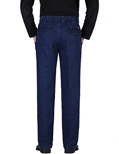Zoulee Men's Full Elastic Waist Denim Pull On Jeans Straight Trousers Pants3