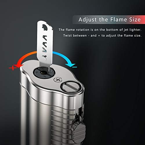 VVAY Triple Jet Flame Lighter Gas Butane Refillable, Adjustable Flame (Sold without gas)