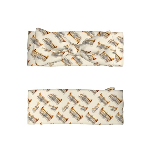 Classic Trumpet Music Print Baby Girl Bows Headbands Baby Girls Newborn Headbands Infant Toddlers 0-6 Months2