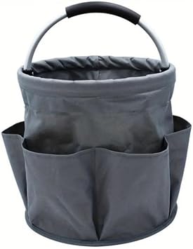 Foldbale Picnic Basket with Handle and 6 Pockets for Beach, Camping, Portable Collapsible Garden Storage Tote Bag for,Gardening Tools, Cleaning Supplies, Outdoor ActivitiesGray