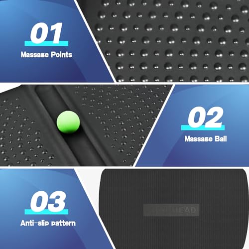 Ergohead 1 inch Thick Anti Fatigue Kitchen Mat Standing Mat with Massage Ball, Non Slip Standing Desk Mat with Massage Point, Multi-Purpose Comfort Floor Mat for Feet, Office, Home (Black, 17\" x 28\")