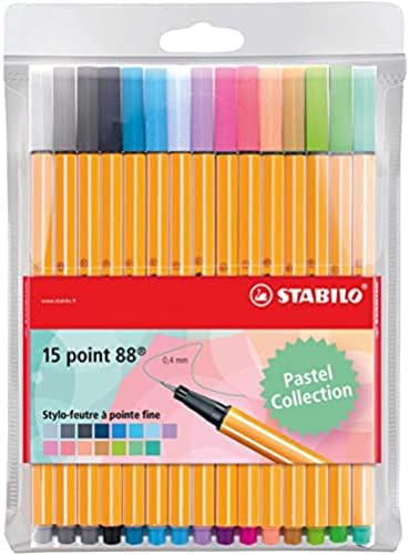 Fineliner - STABILO point 88 - Wallet of 10 - Assorted Office Colours Black/Blue/Red/Green