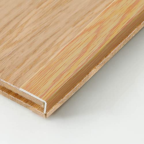 Wooden Floor Edging Strips PVC (Wood Grain Finish) - 35.4inch Long Door Threshold Strip, Stair Step Trim 90cm - L-Shaped, Durable Material