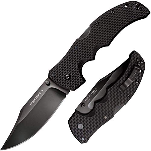 COLD STEEL Recon 1 4" Clip Point Plain Blade 5.375" G-10 Handle Tactical Folding Knife w/Tri-Ad Lock, Ambidextrous Pocket/Belt Clip by Cold Steel - Used condition - US$90.57