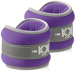 KK Neoprene Ankle Straps Pair - Adjustable Straps for Ankle - Leg Weights Pair for Exercise - Adjustable Leg Straps with Neoprene Padding for Walk, Running, Workouts, & Training (Purple - 1kg)