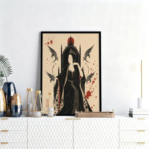 Image of W7C8U2X3 Gothic Queen on Throne Canvas Print with Floating Frame, 12x16in