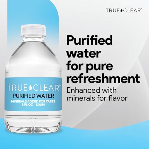 Image of True Clear Purified Drinking Water, 8 fl oz Bottles, 24-Pack, BPA-Free