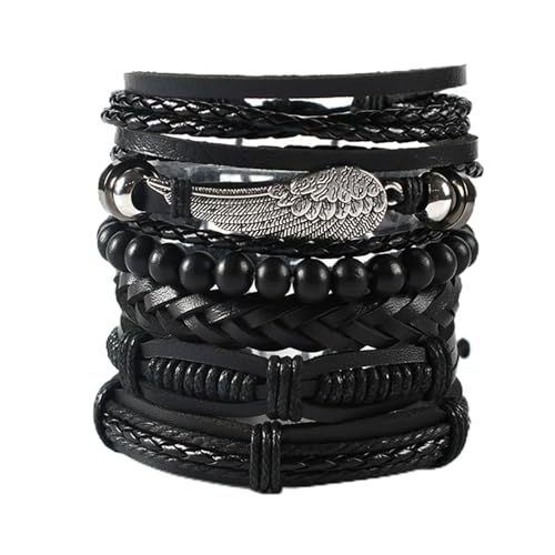 30 Color Options Men's Vintage Bracelet Set - New Leather Braided Multilayer Hand String, Masculine Accessories(Leather bracelet